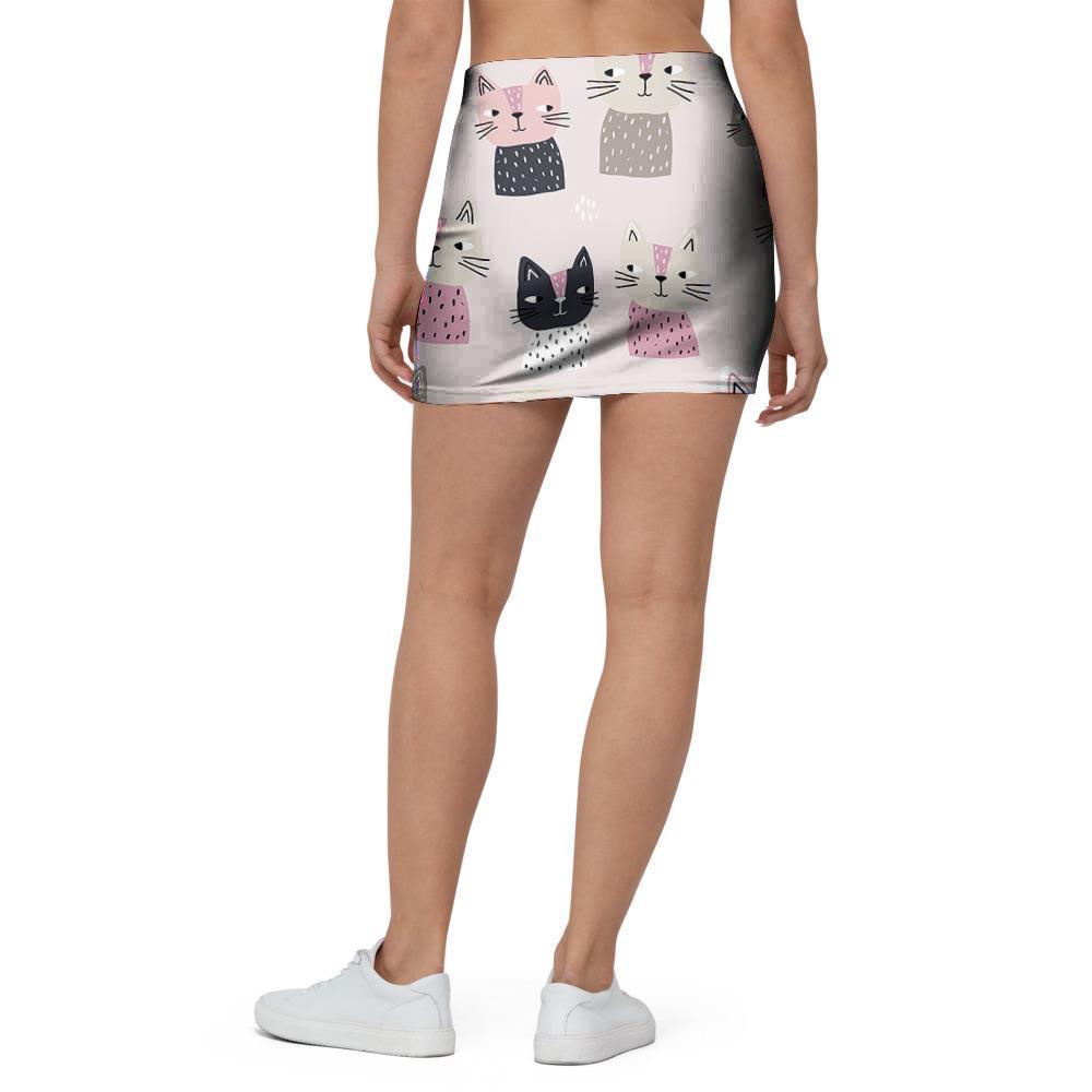 Cat Print Mini Skirt-grizzshop