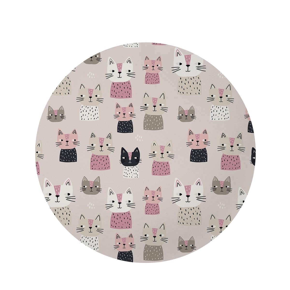 Cat Print Round Rug-grizzshop