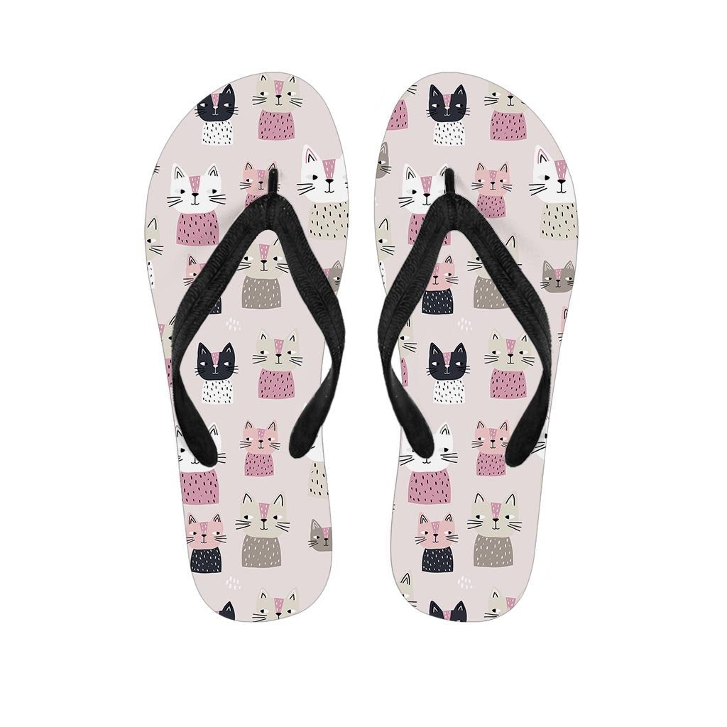 Cat Print Women's Flip Flops-grizzshop