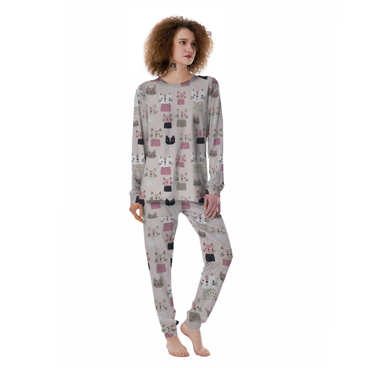 Cat Print Women's Pajamas-grizzshop