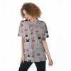 Cat Print Women's Short Sleeve Shirts-grizzshop