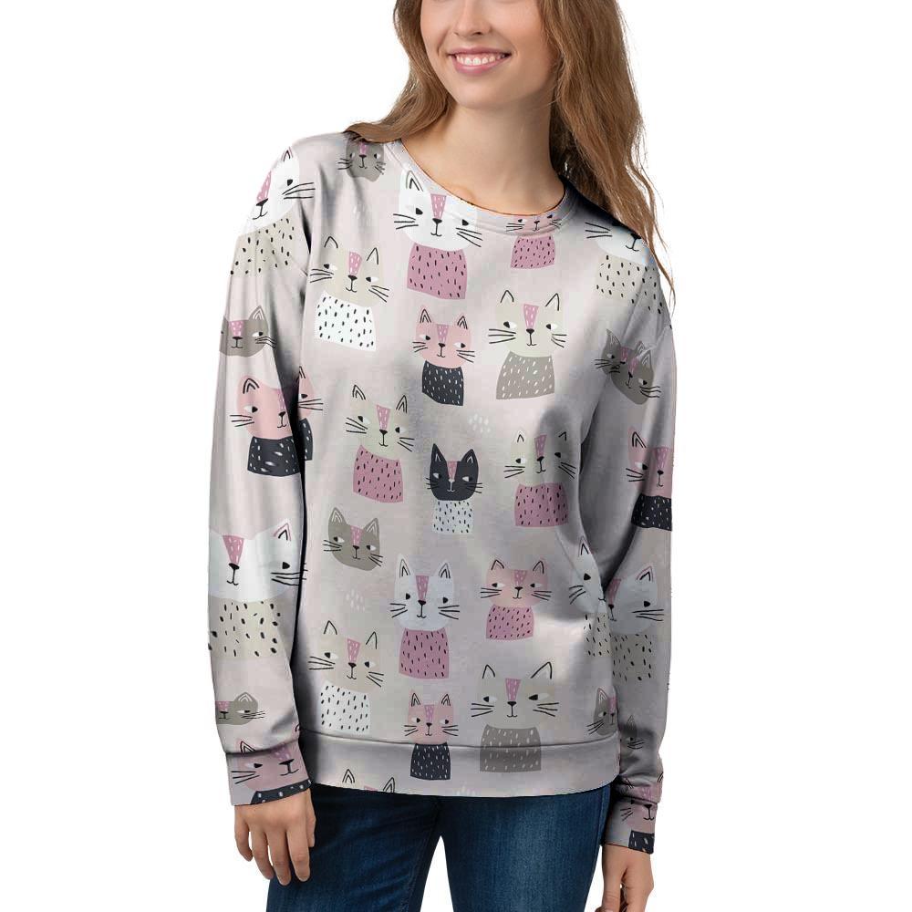 Cat Print Women's Sweatshirt-grizzshop