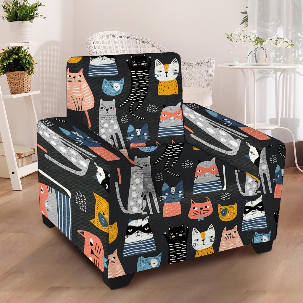 Cat Style Print Armchair Cover-grizzshop