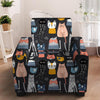 Cat Style Print Armchair Cover-grizzshop