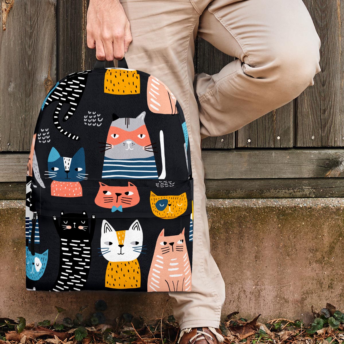 Cat Style Print Backpack-grizzshop