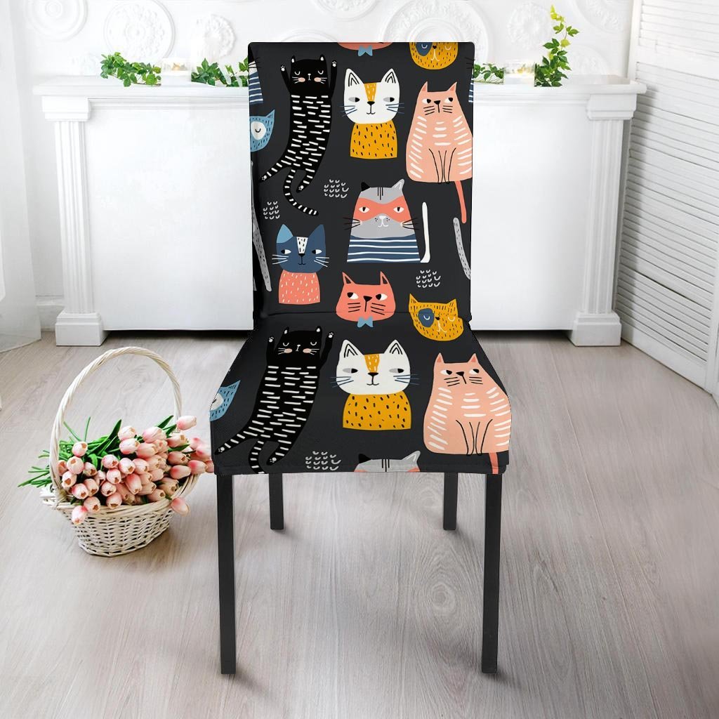 Cat Style Print Chair Cover-grizzshop