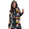 Cat Style Print Hoodie Dress-grizzshop