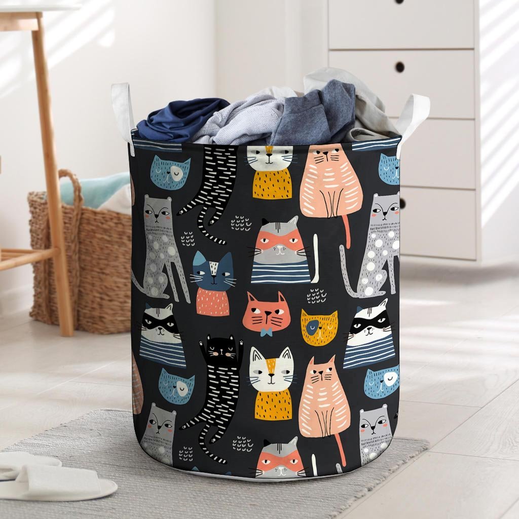 Cat Style Print Laundry Basket-grizzshop