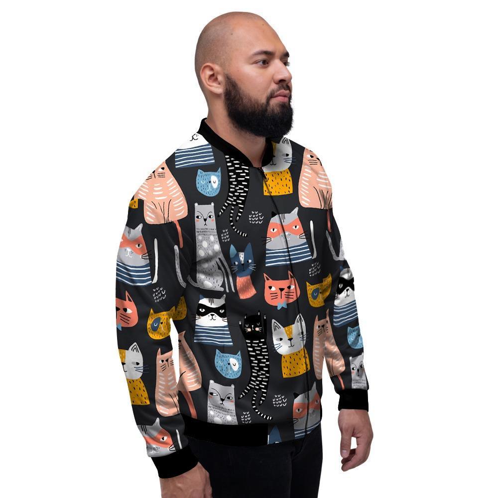 Cat Style Print Men's Bomber Jacket-grizzshop