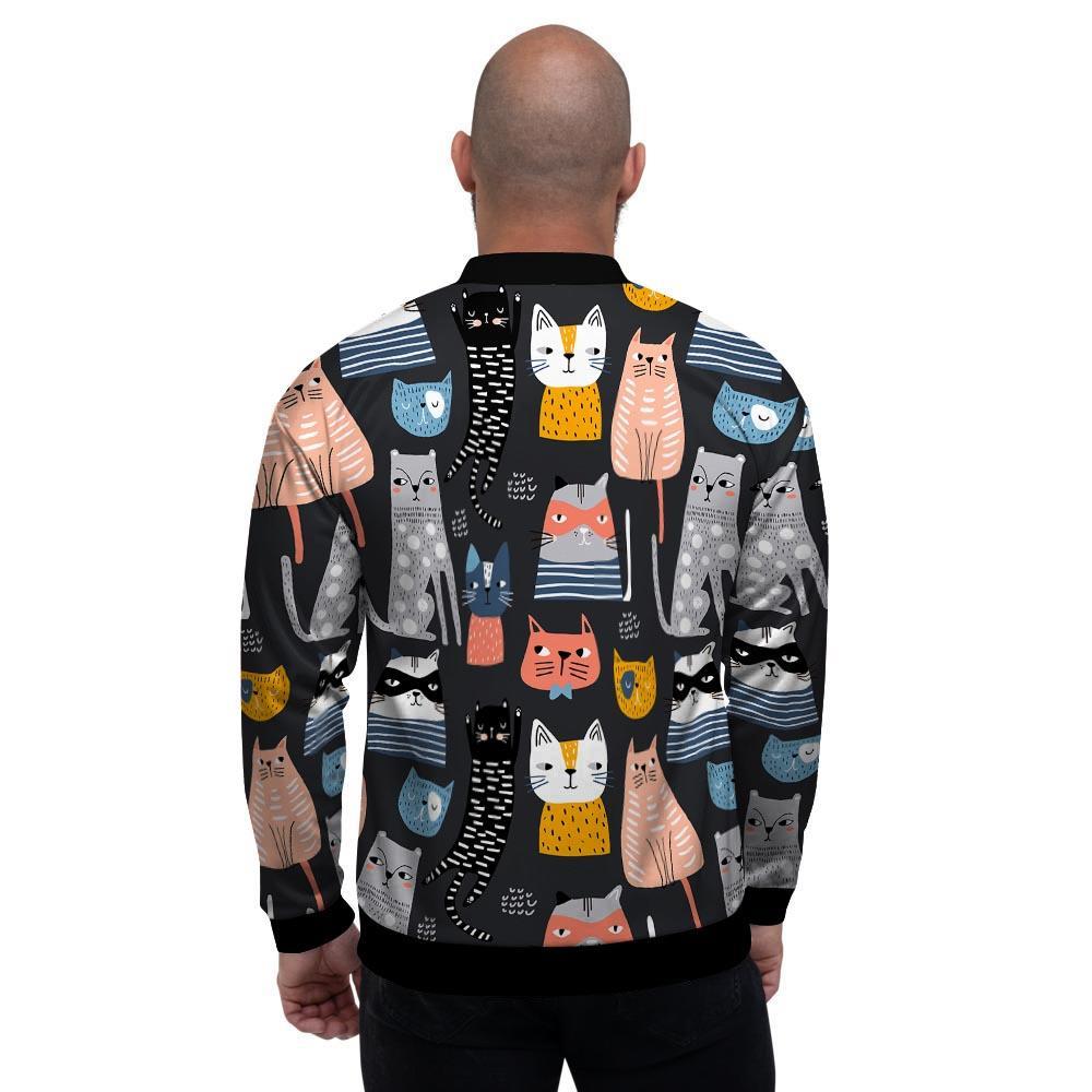 Cat Style Print Men's Bomber Jacket-grizzshop