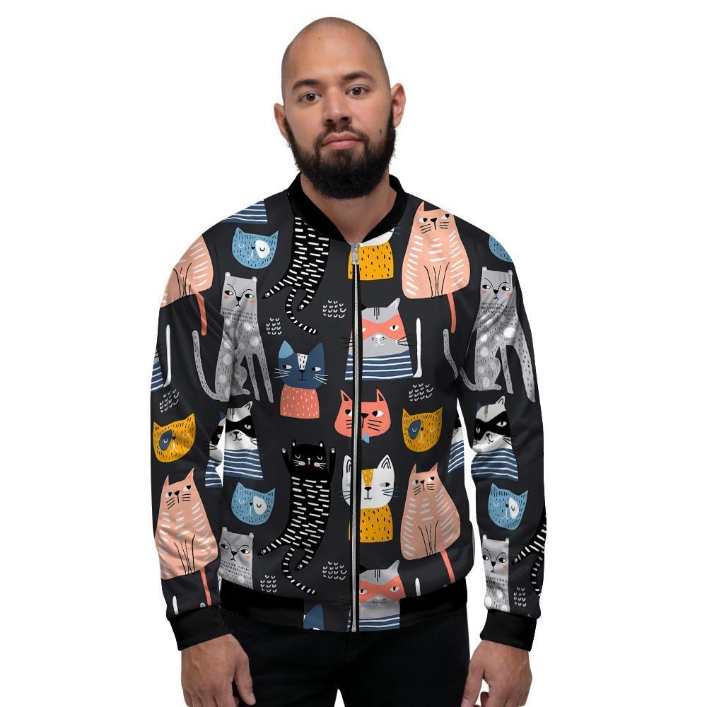 Cat Style Print Men's Bomber Jacket-grizzshop