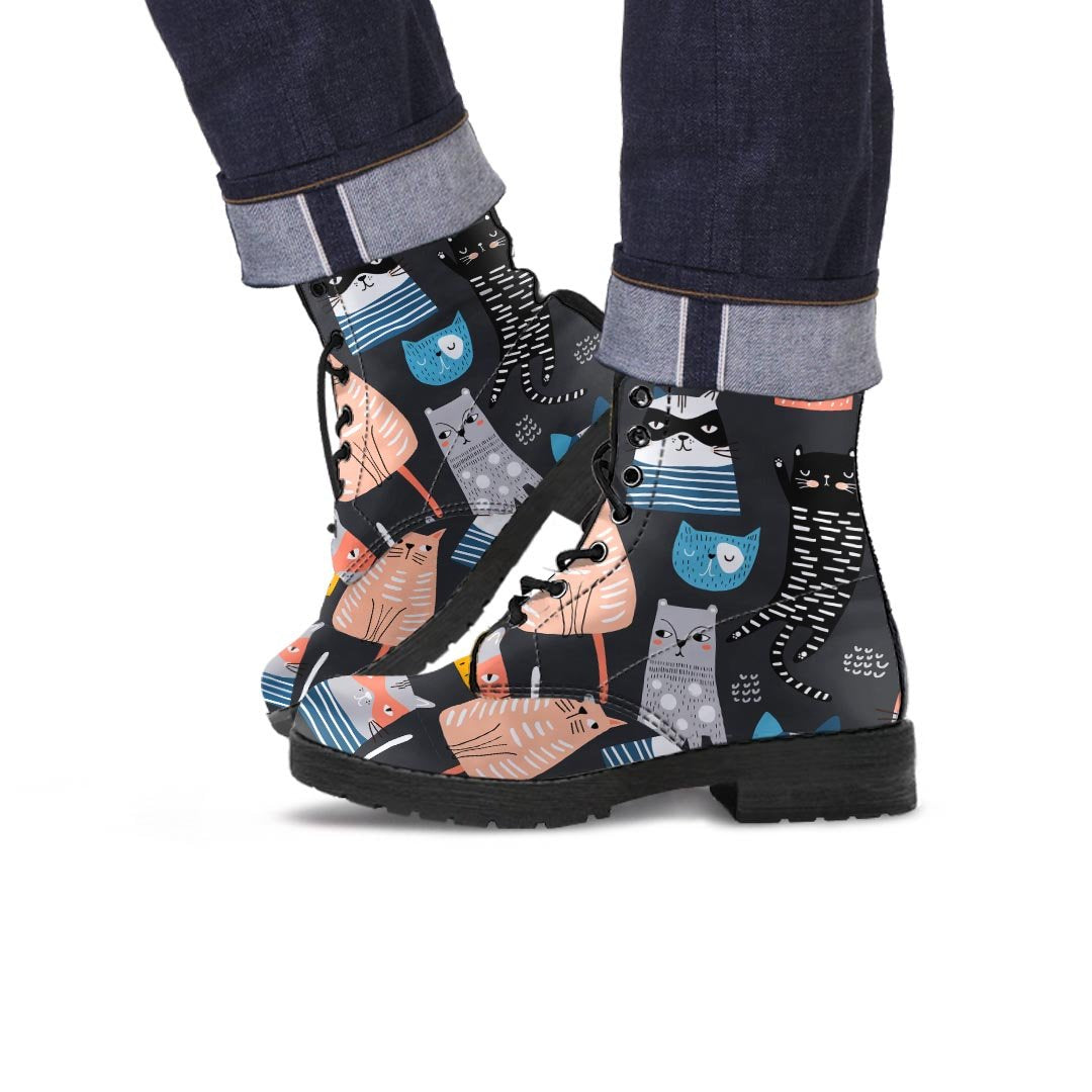 Cat Style Print Men's Boots-grizzshop