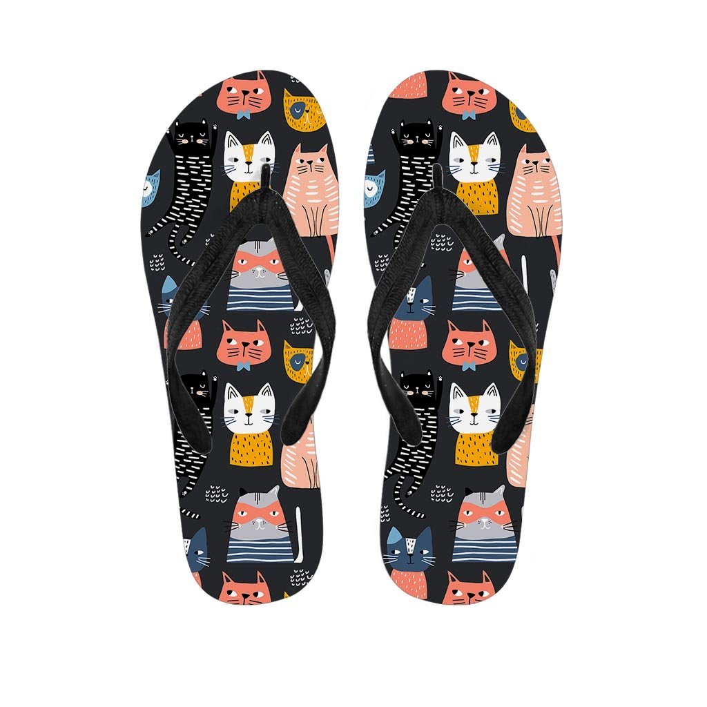 Cat Style Print Men's Flip Flops-grizzshop