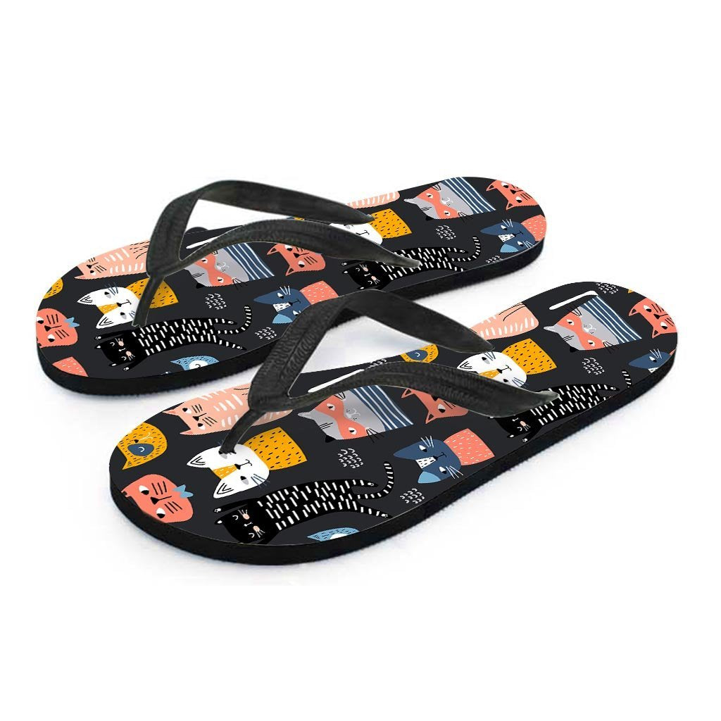 Cat Style Print Men's Flip Flops-grizzshop