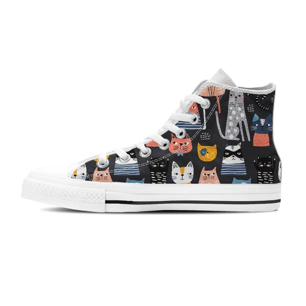 Cat Style Print Men's High Top Shoes-grizzshop