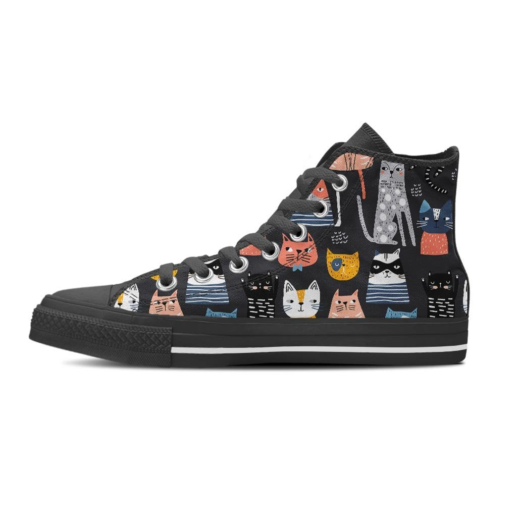 Cat Style Print Men's High Top Shoes-grizzshop