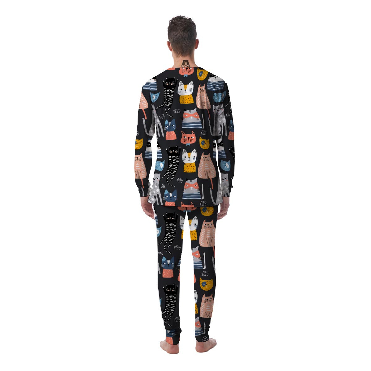 Cat Style Print Men's Pajamas-grizzshop