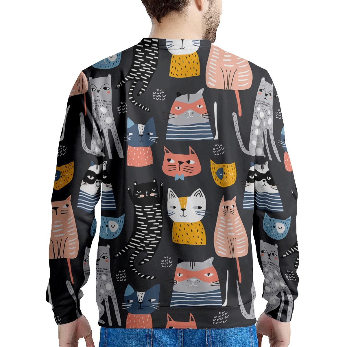 Cat Style Print Men's Sweatshirt-grizzshop