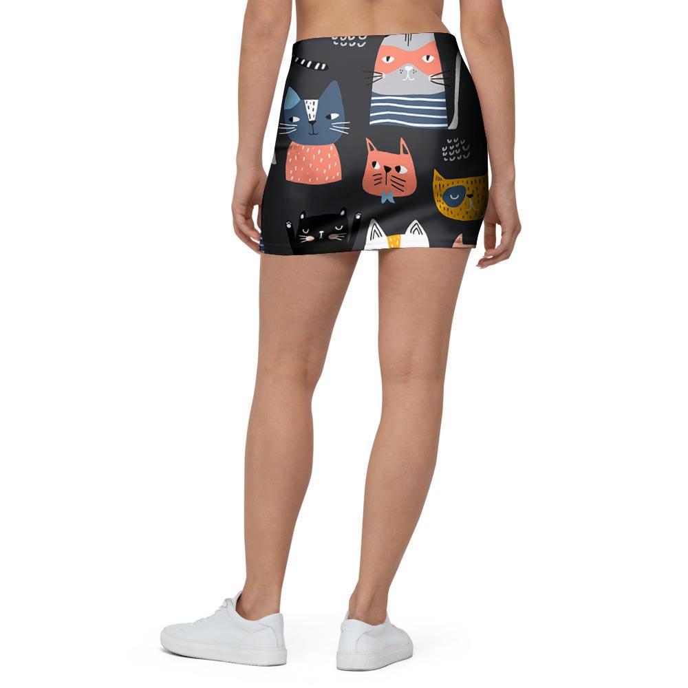 Cat Style Print Mini Skirt-grizzshop