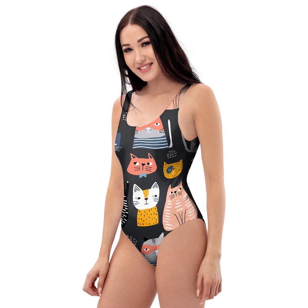 Cat Style Print One Piece Swimsuite-grizzshop