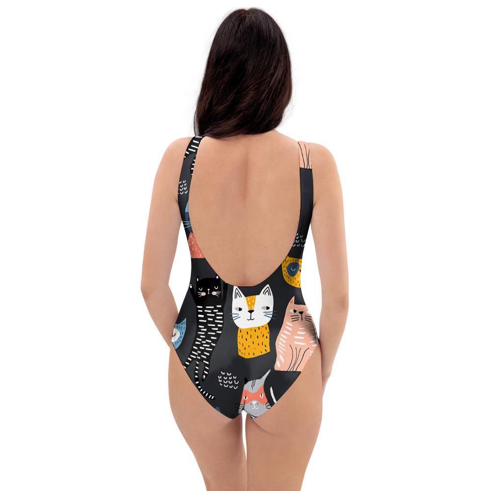 Cat Style Print One Piece Swimsuite-grizzshop