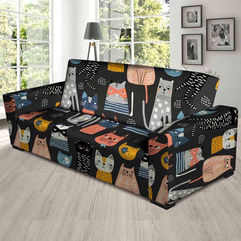 Cat Style Print Sofa Cover-grizzshop