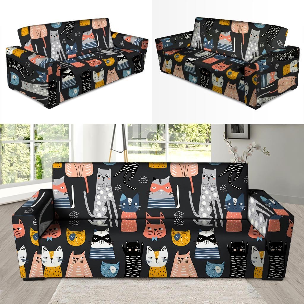 Cat Style Print Sofa Cover-grizzshop