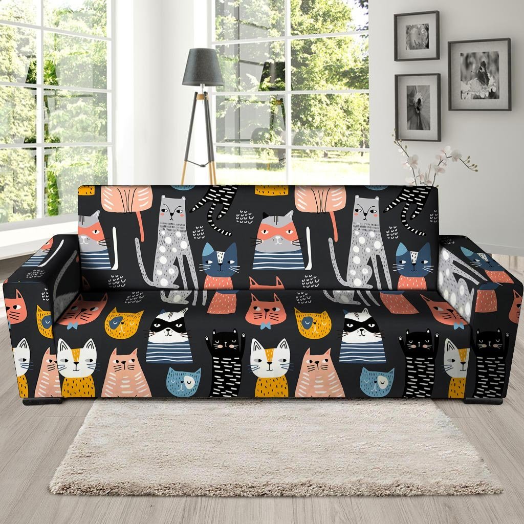 Cat Style Print Sofa Cover-grizzshop