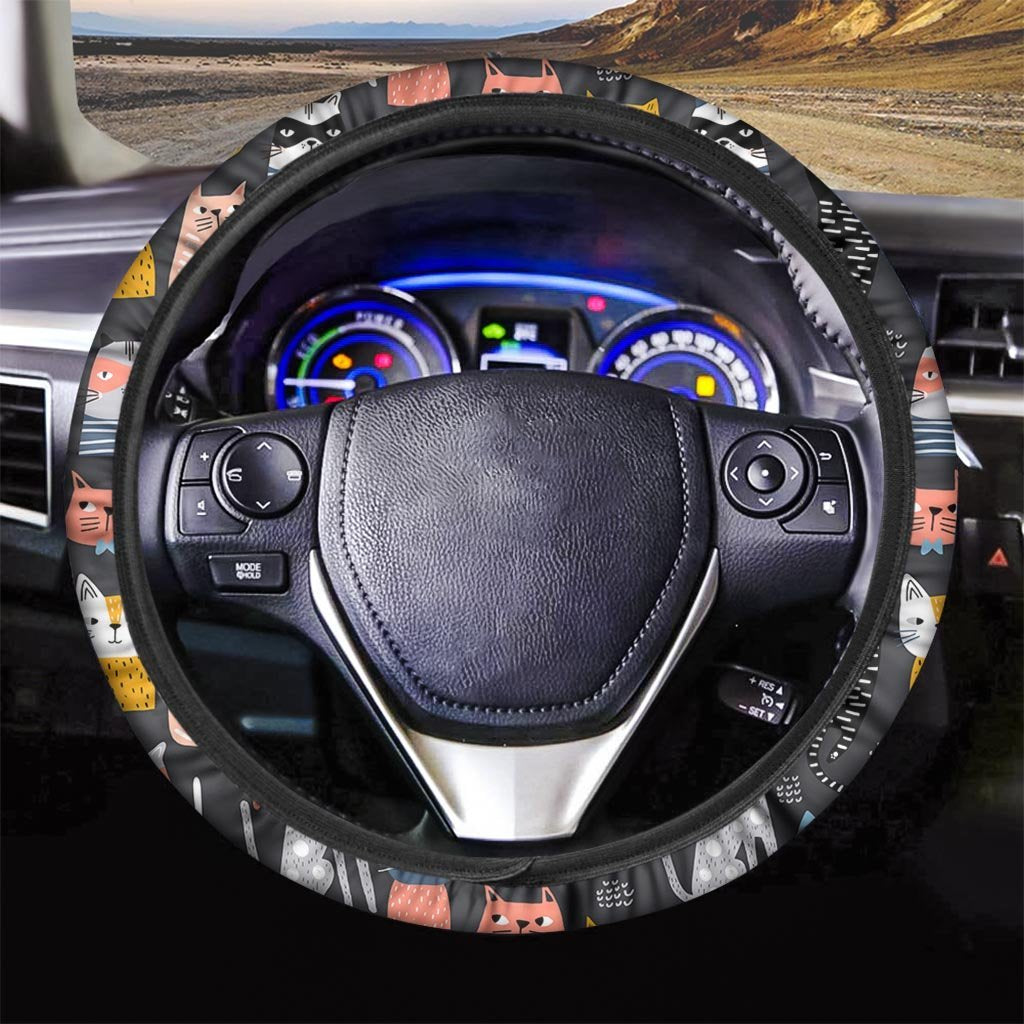 Cat Style Print Steering Wheel Cover-grizzshop