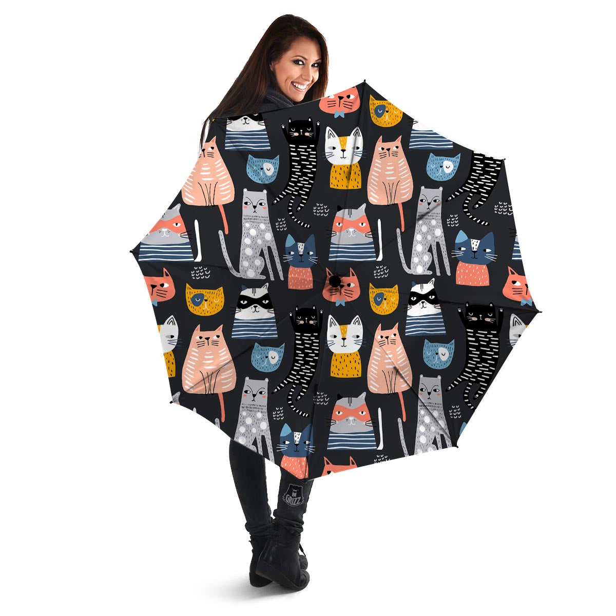 Cat Style Print Umbrella-grizzshop