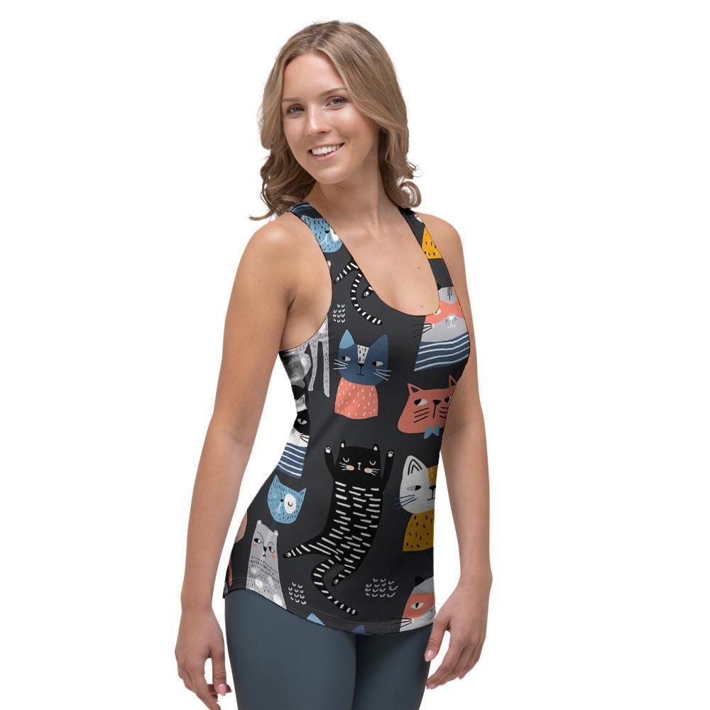 Cat Style Print Women's Racerback Tank Top-grizzshop