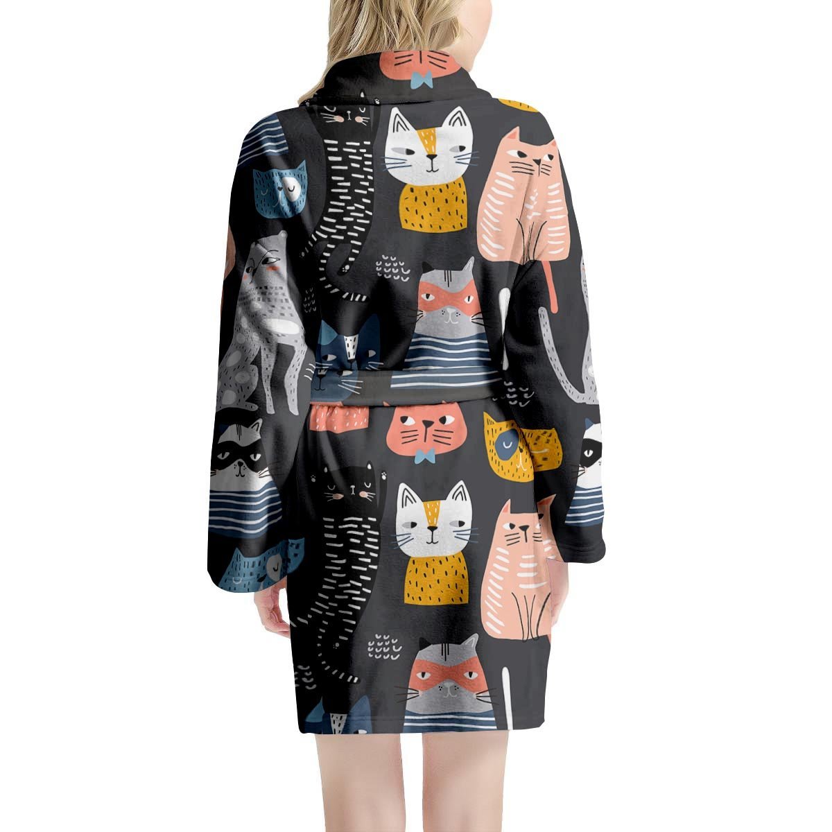 Cat Style Print Women's Robe-grizzshop