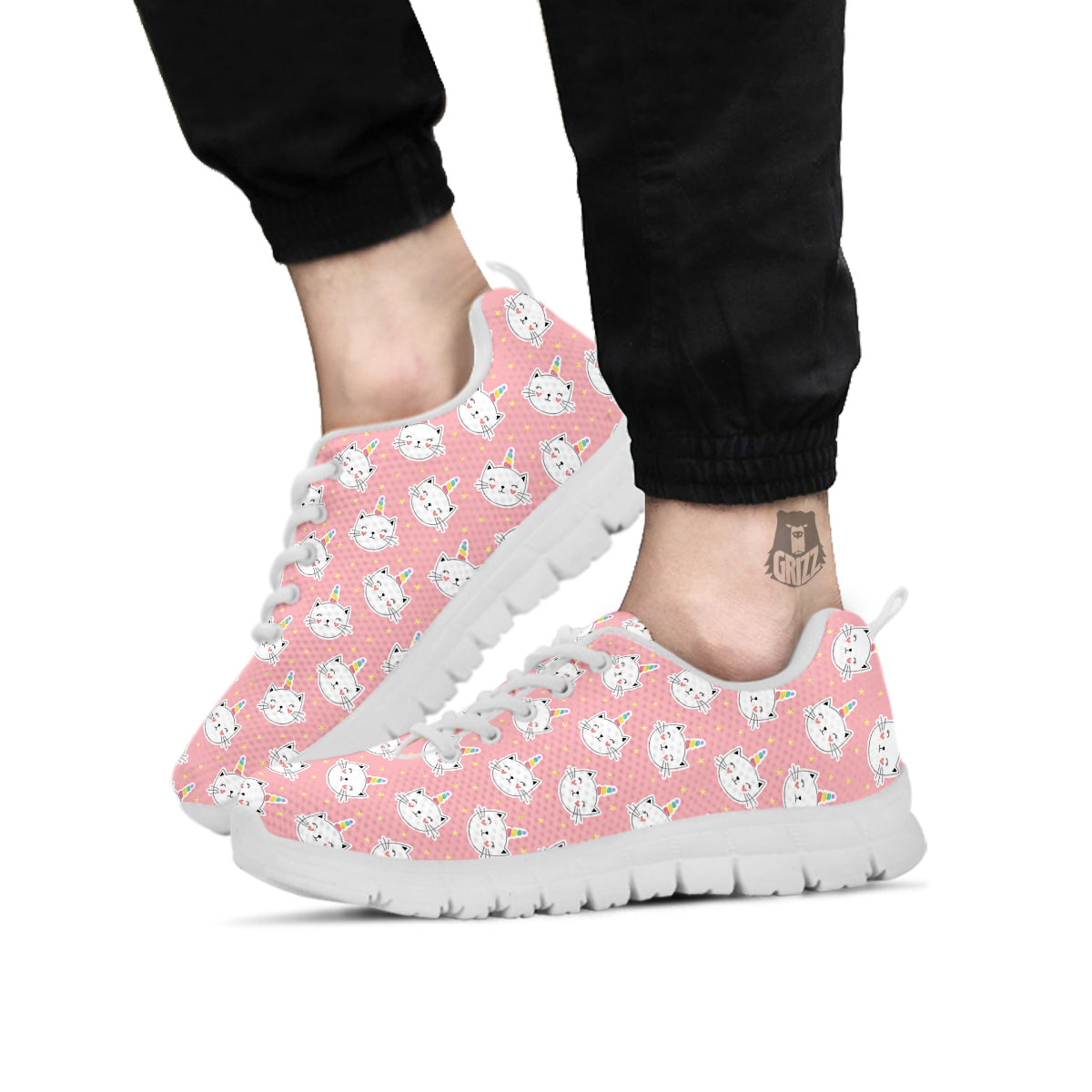 Cat Unicorn Cute Print Pattern White Sneaker-grizzshop
