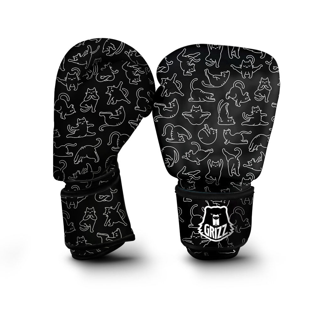 Cat White And Black Print Pattern Boxing Gloves-grizzshop