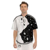 Cat Yin Yang White And Black Print Men's Short Sleeve Shirts-grizzshop