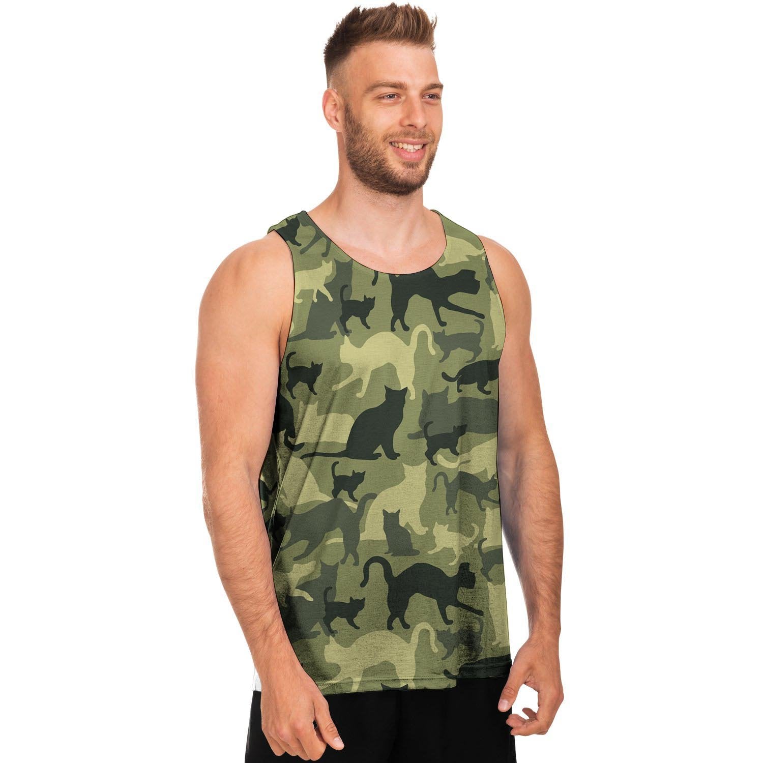 Cat Camouflage Print Men's Tank Tops-grizzshop
