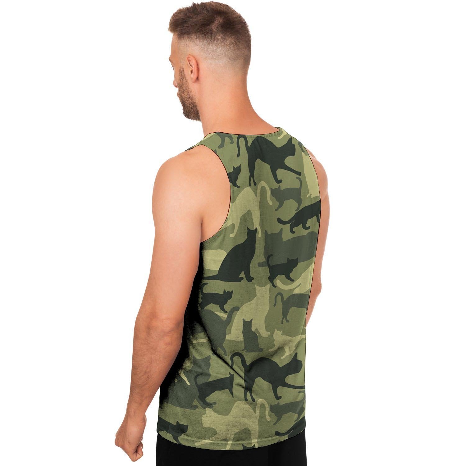 Cat Camouflage Print Men's Tank Tops-grizzshop