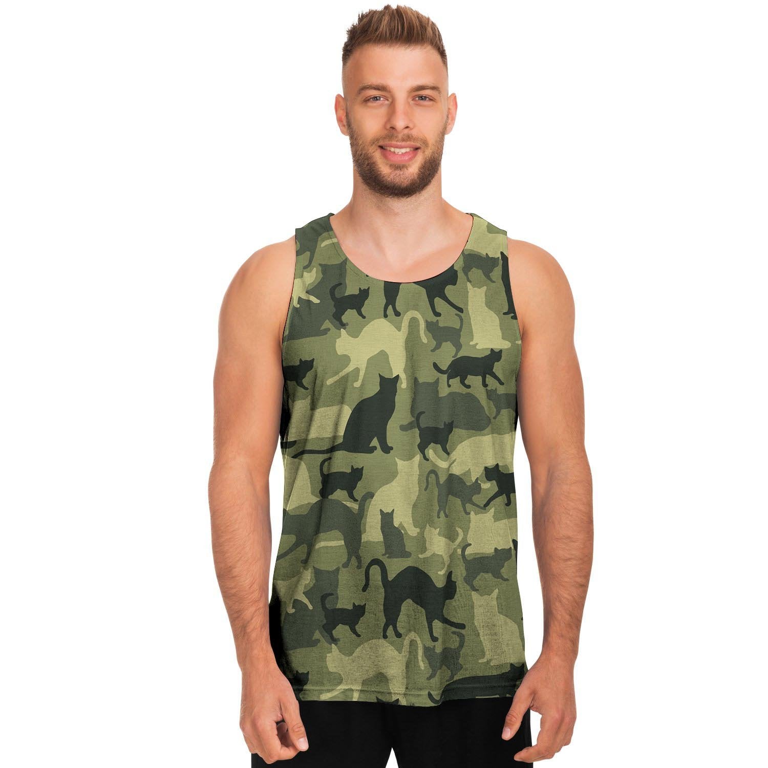 Cat Camouflage Print Men's Tank Tops-grizzshop