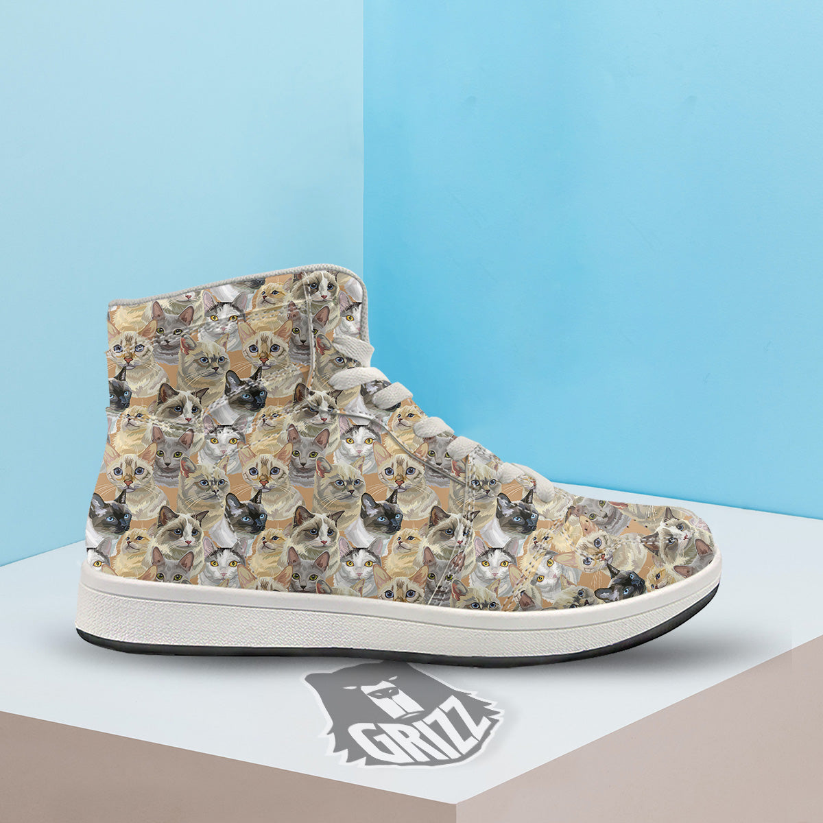 Cats Portrait Print Pattern High Top Sneakers-grizzshop