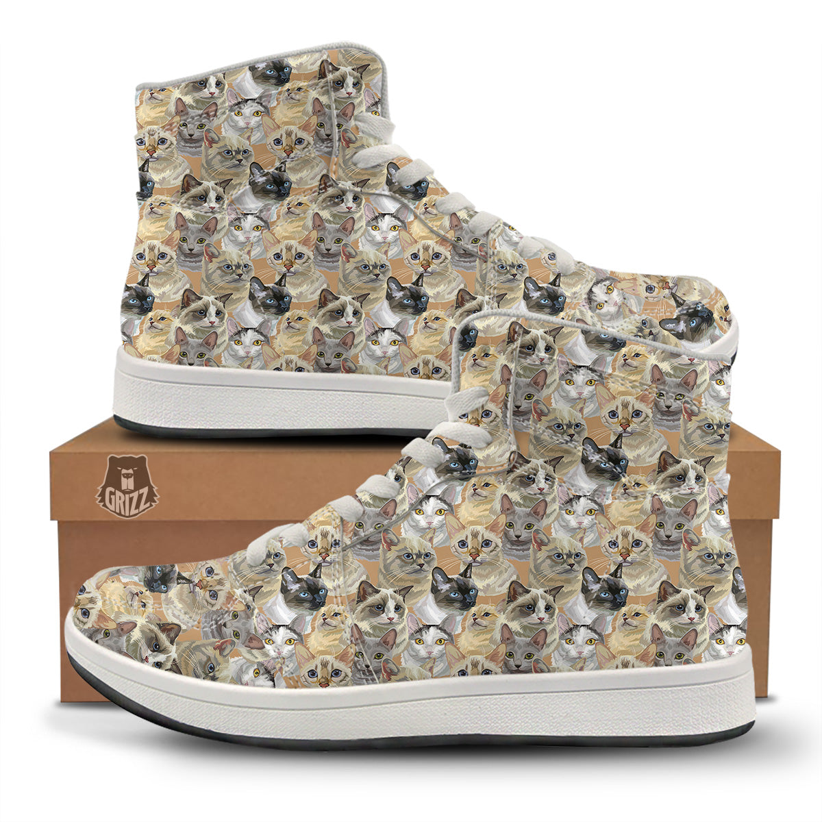 Cats Portrait Print Pattern High Top Sneakers-grizzshop