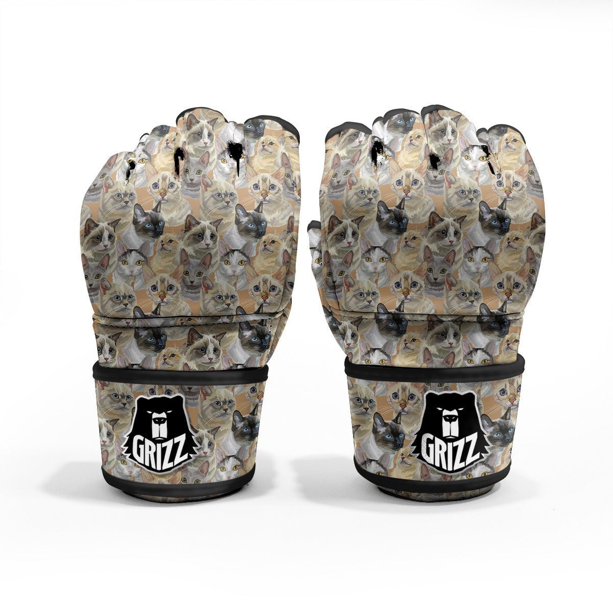 Cats Portrait Print Pattern MMA Gloves-grizzshop
