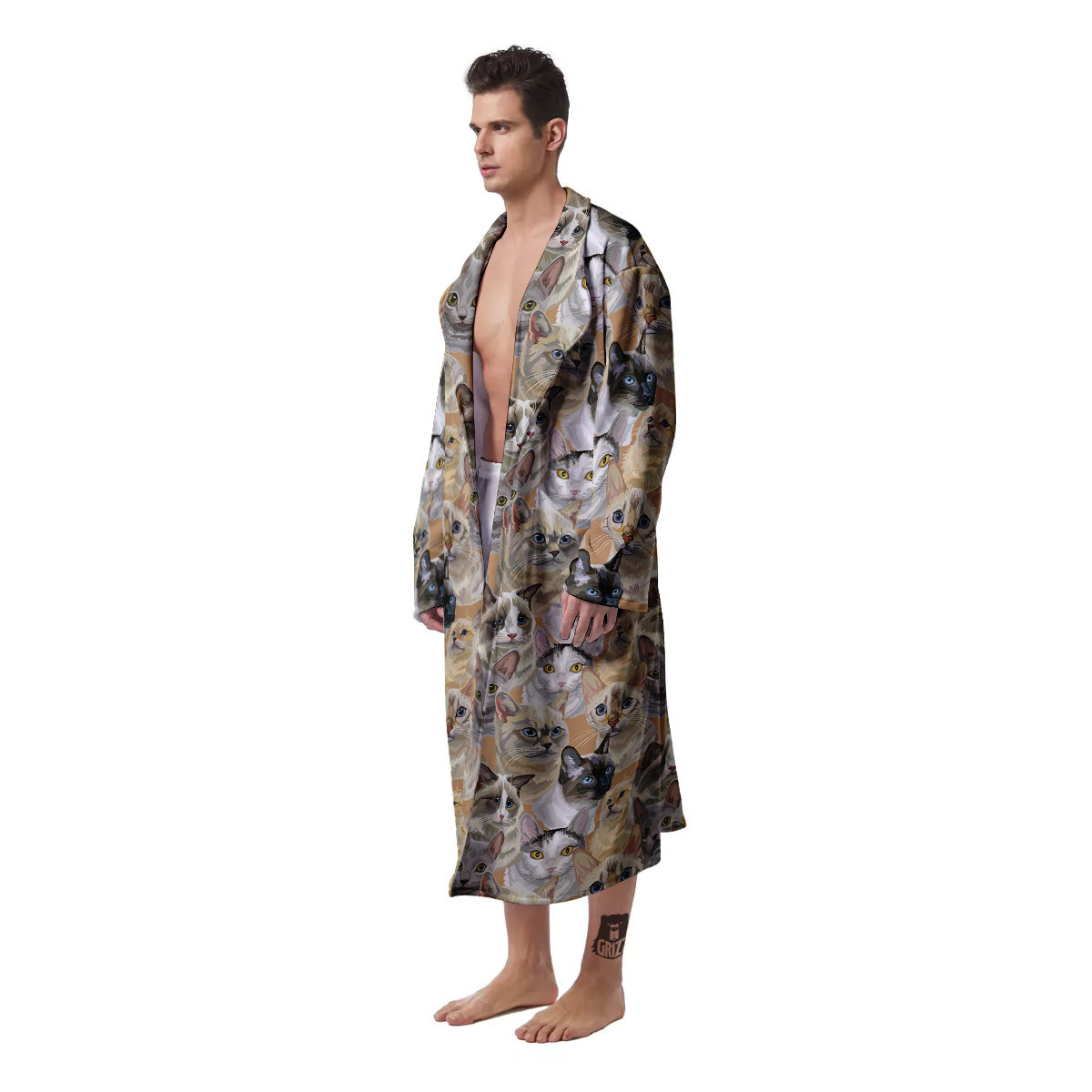 Cats Portrait Print Pattern Men's Robe-grizzshop