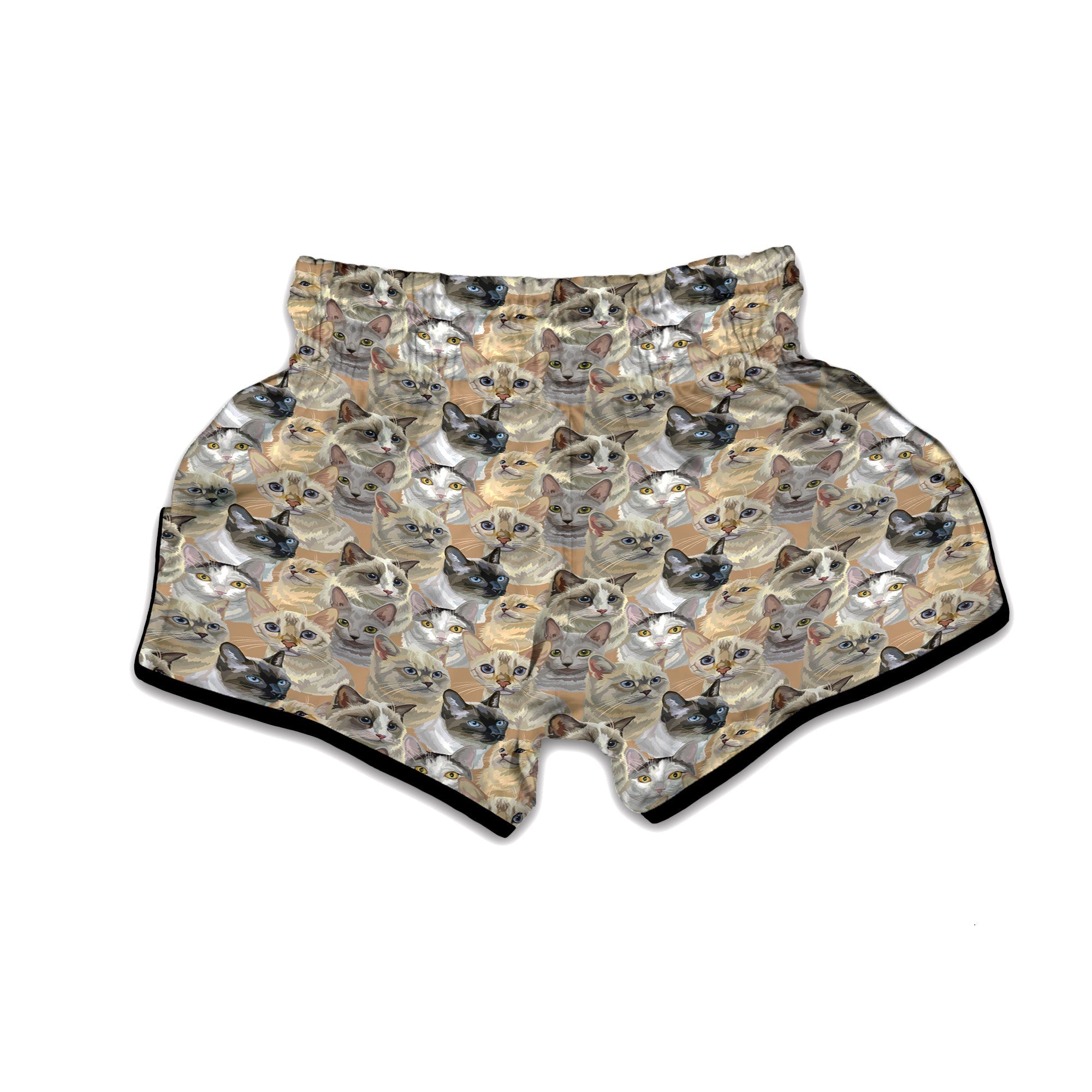 Cats Portrait Print Pattern Muay Thai Boxing Shorts-grizzshop