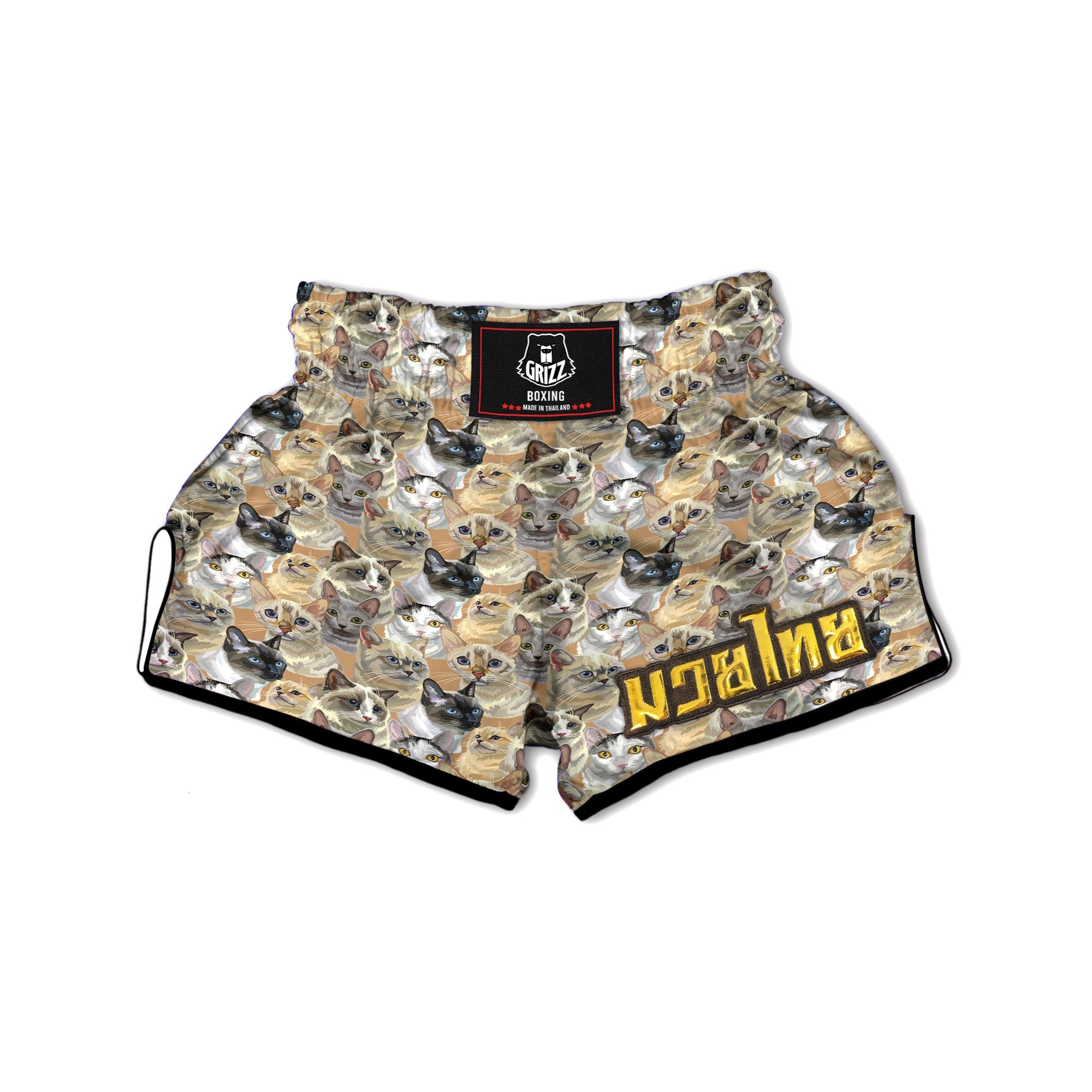 Cats Portrait Print Pattern Muay Thai Boxing Shorts-grizzshop