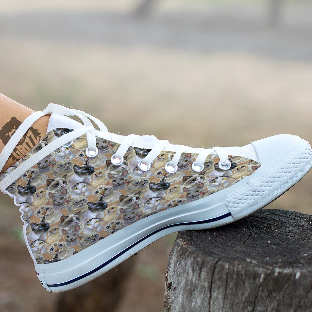 Cats Portrait Print Pattern White High Top Shoes-grizzshop
