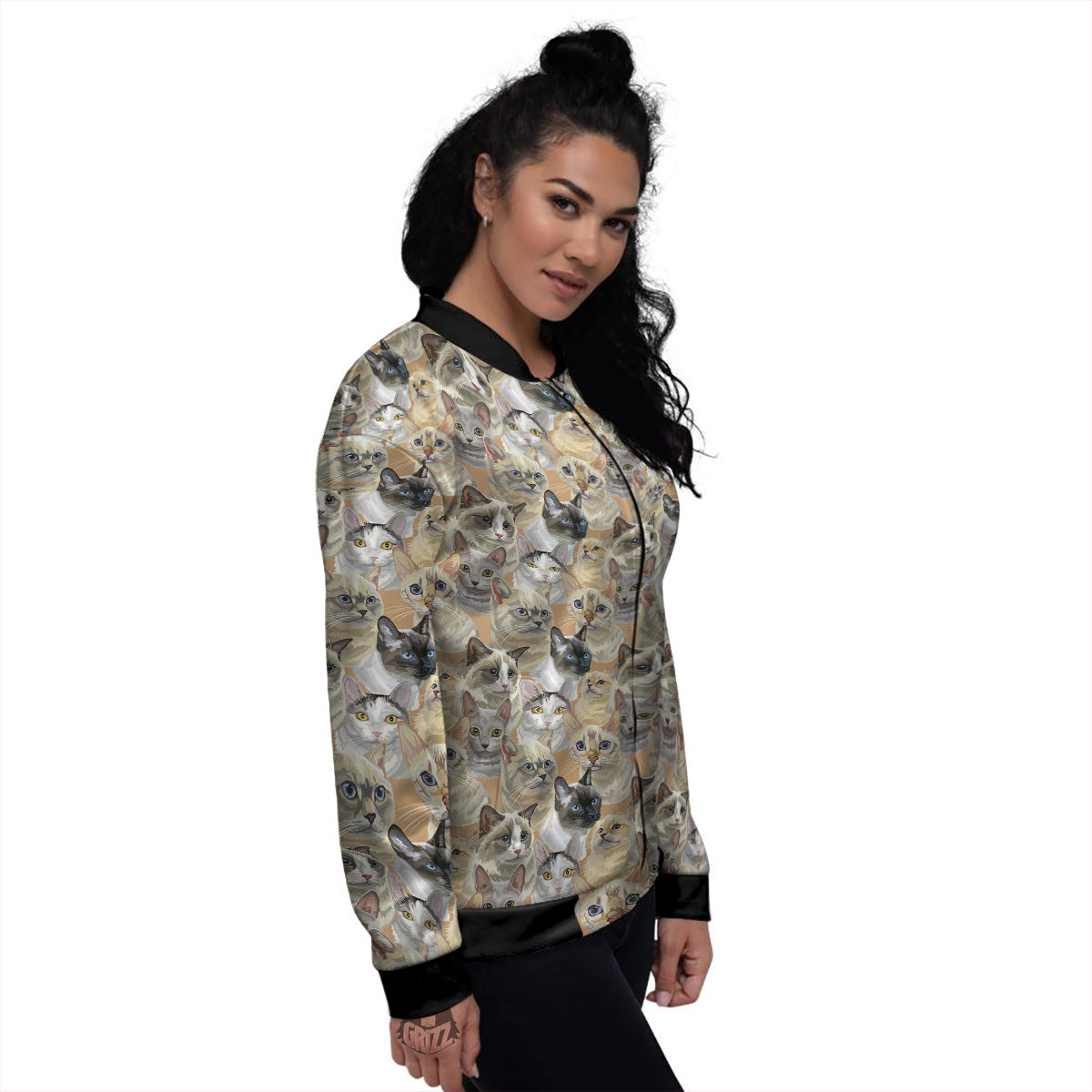 Cats Portrait Print Pattern Women's Bomber Jacket-grizzshop
