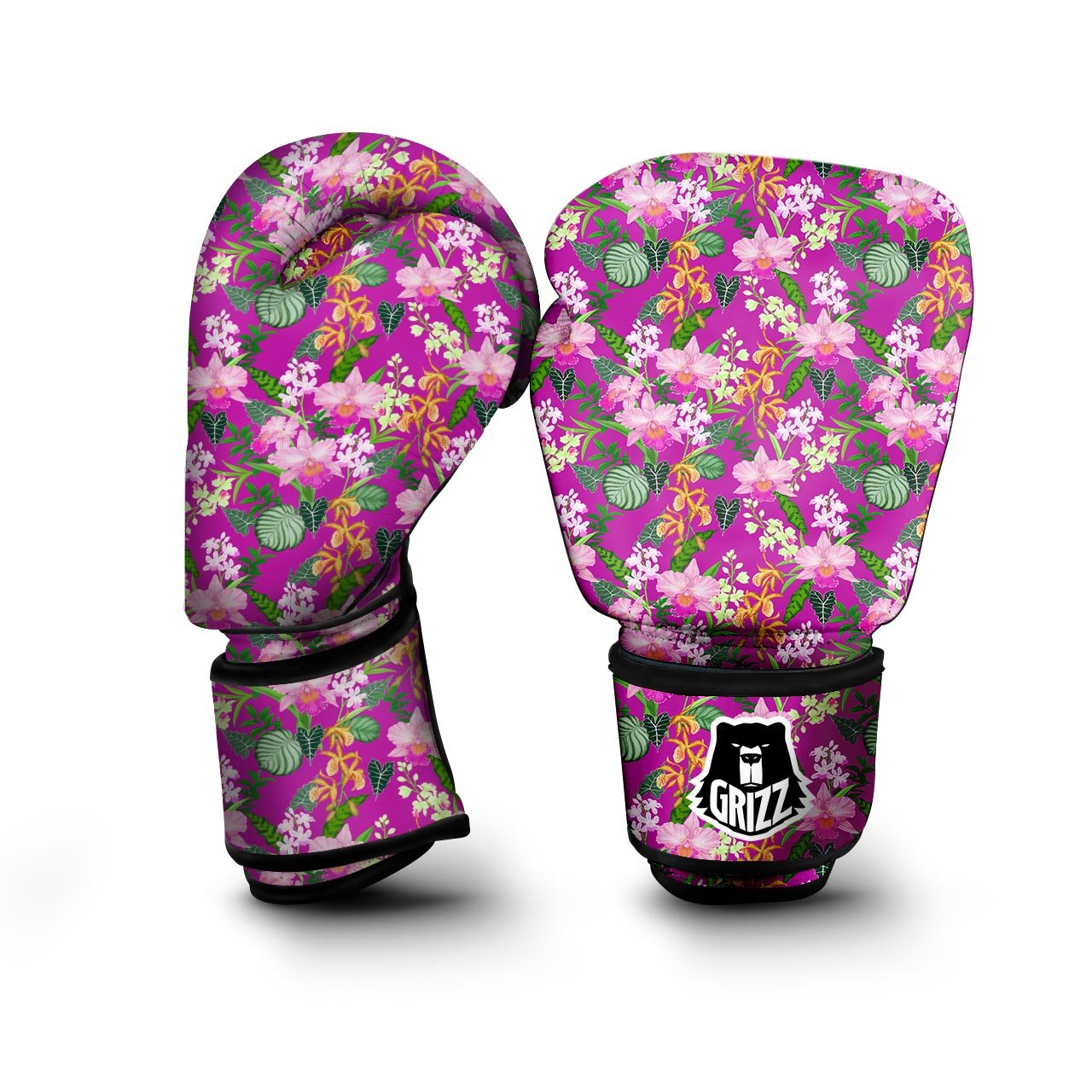 Cattleya Tropical Print Pattern Boxing Gloves-grizzshop