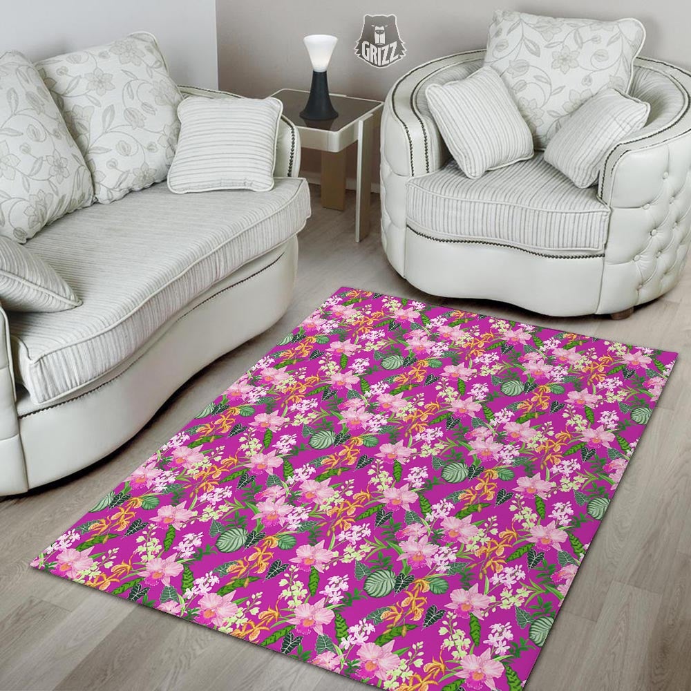 Cattleya Tropical Print Pattern Floor Mat-grizzshop