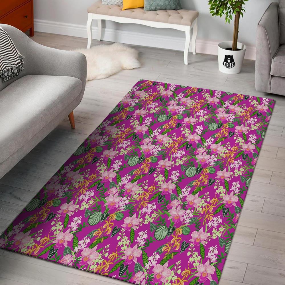 Cattleya Tropical Print Pattern Floor Mat-grizzshop