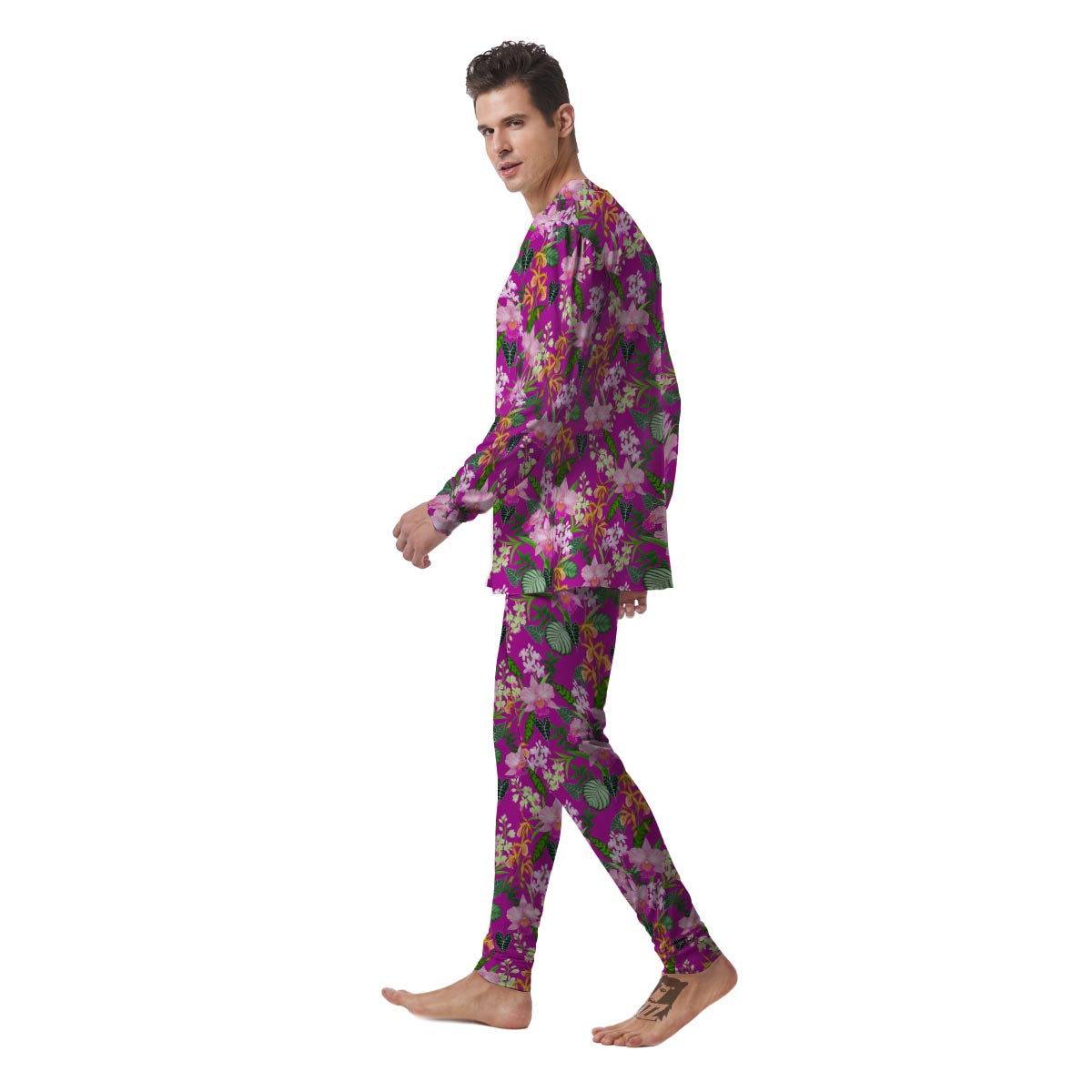 Cattleya Tropical Print Pattern Men's Pajamas-grizzshop